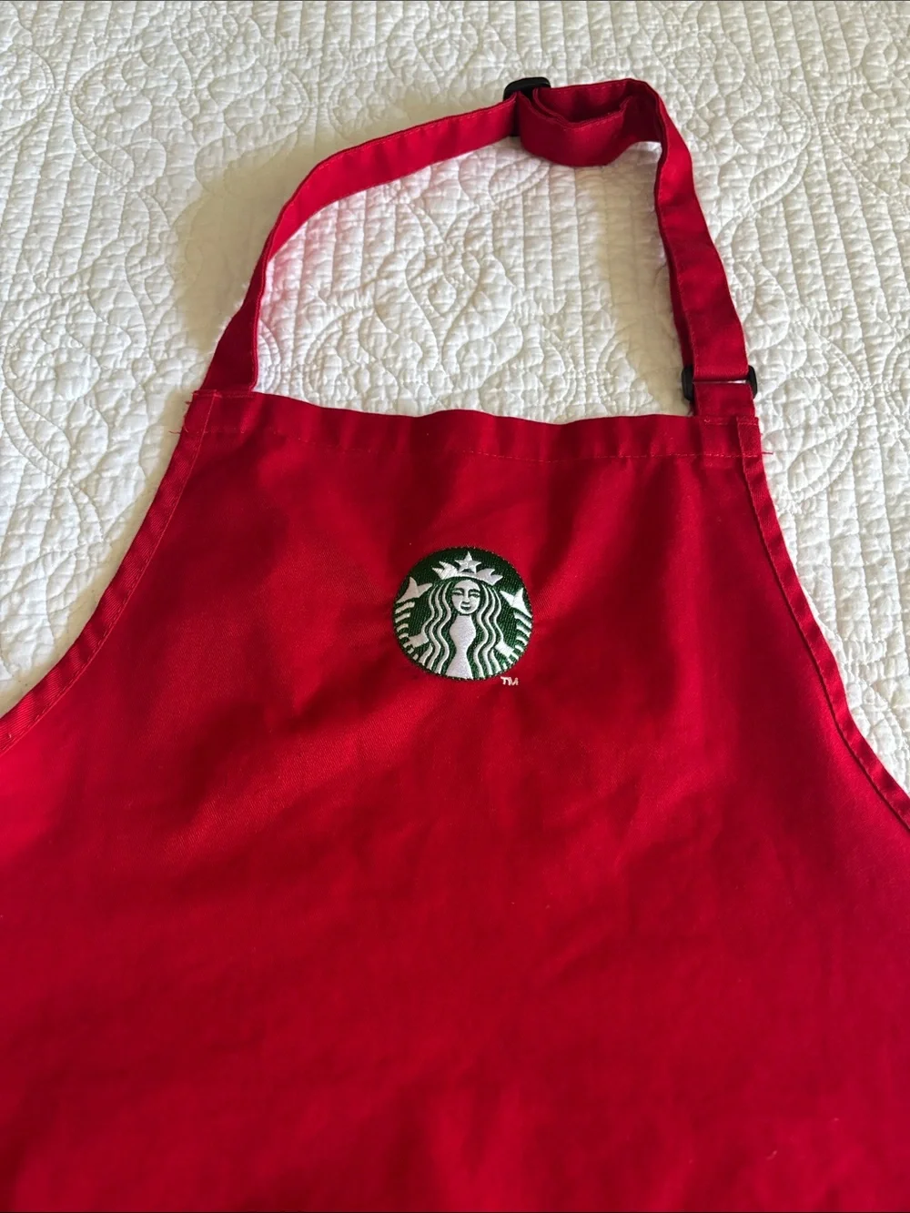 Starbucks Red Double-Pocket Cotton Apron with Logo Holiday